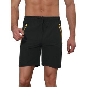 Men's Solid Color Elastic Waistband Lightweight Swimwear Shorts Black